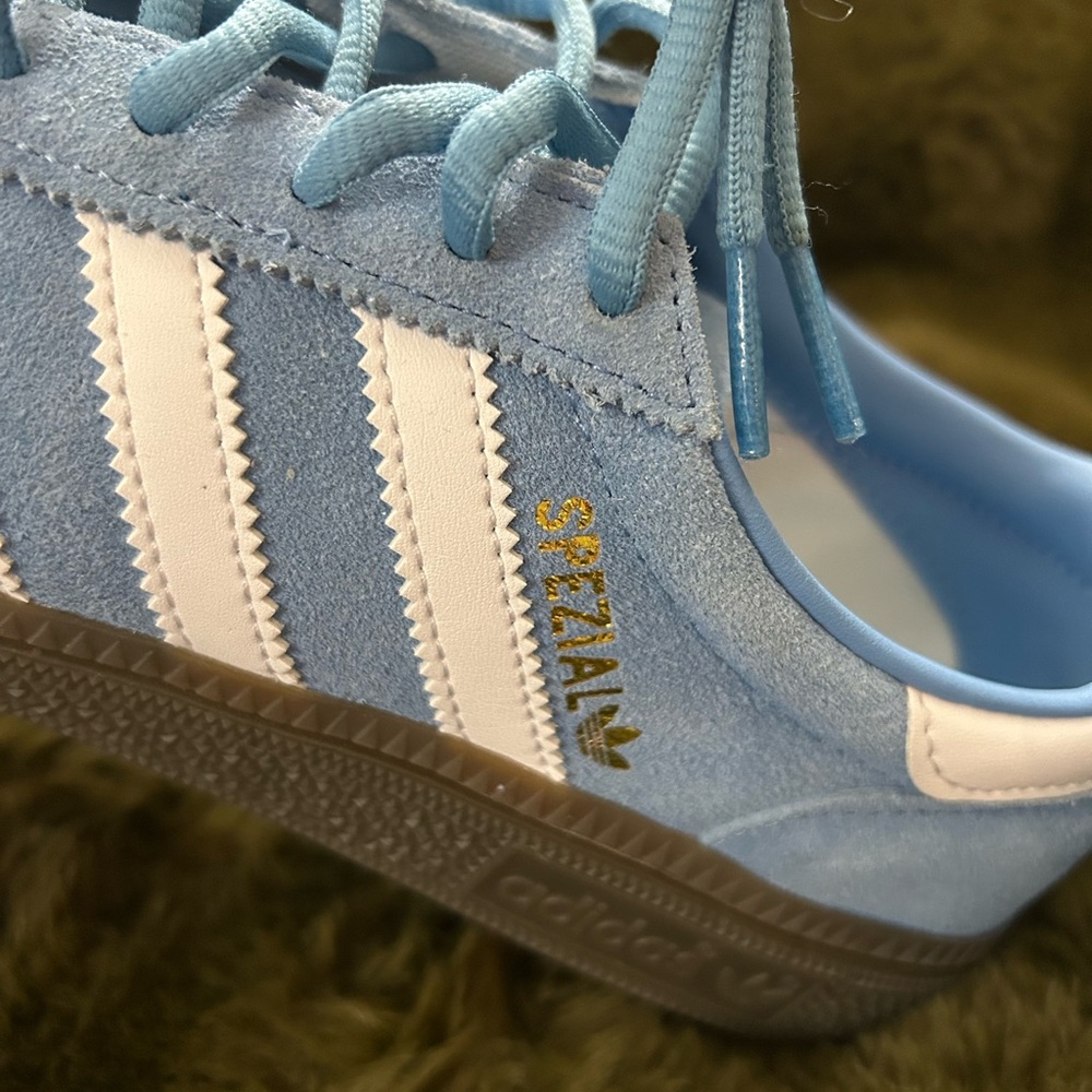 Adidas Kids/women’s  Light Blue and White Sneakers